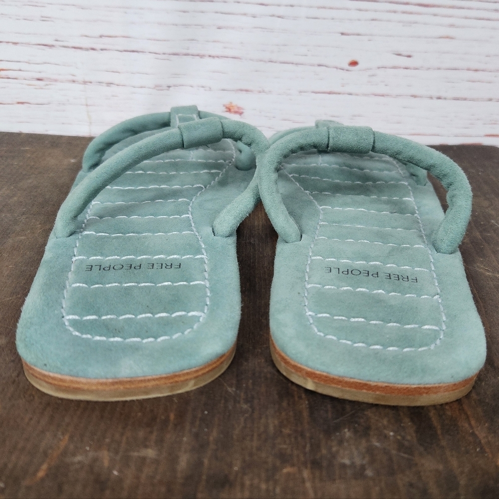 FREE PEOPLE Hadden Blue Green Slide Thong Sandle Size 8 - Picture 7 of 7